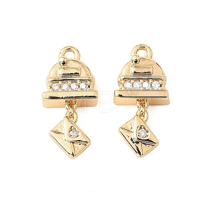 Brass Micro Pave Cubic Zirconia Pendants KK-K351-65G-1