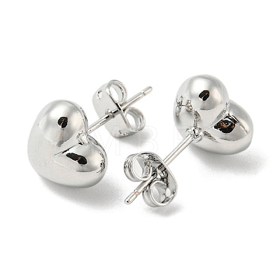 Heart Rack Plating Brass Stud Earrings EJEW-F331-27P-1