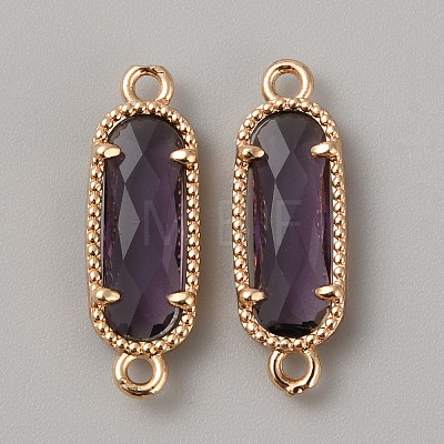 Golden Plated Brass Pave Glass Connector Charms LS-FIND-WH0110-728G-08-1