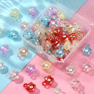 70Pcs 7 Colors Transparent Crackle Acrylic Pendants Set MACR-YW0001-90-1