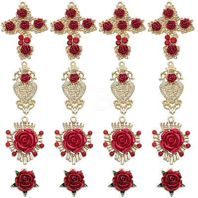 24Pcs 4 Styles Alloy Rhinestone Pendants FIND-SC0005-71-1