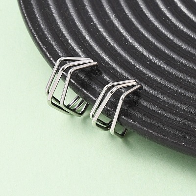 304 Stainless Steel Triple Pentagon Cuff Earrings LS-EJEW-K268-88P-1
