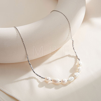 Potato Natural Freshwater Pearl Bib Necklaces NJEW-G153-01P-1