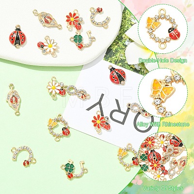 16Pcs 8 Styles Zinc Alloy Enamel Connector Charms FIND-YW0012-70-1