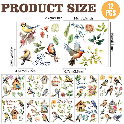 12 Sheets 12 Style PVC Stickers DIY-WH0570-006-1
