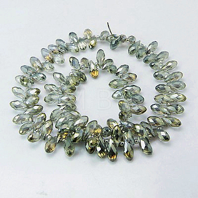 Electroplate Glass Faceted Teardrop Beads Strands EGLA-D014-31-1