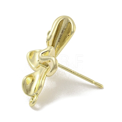 Brass Cubic Zirconia Ear Studs Findings KK-R154-03G-1