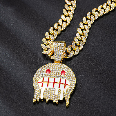 Zinc Alloy Full Crystal Rhinestone Ghost Pendant Necklaces with Enamel for Men FS-WG94CB1-01-1