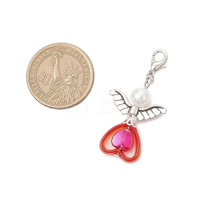 ABS Plastic Imitation Pearl & Transparent Acrylic Pendants Decorations HJEW-JM03603-02-1