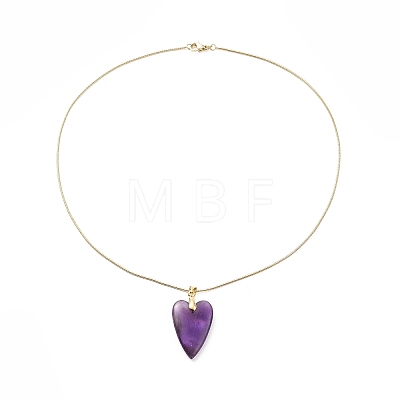 Heart Natural Gemstone Pendant Necklaces NJEW-JN04092-1