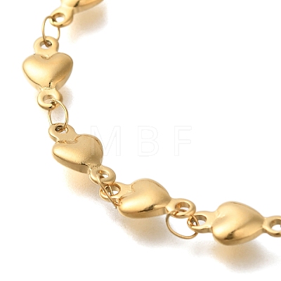 Ion Plating(IP) 304 Stainless Steel Heart Link Bracelets for Women BJEW-H613-05G-1