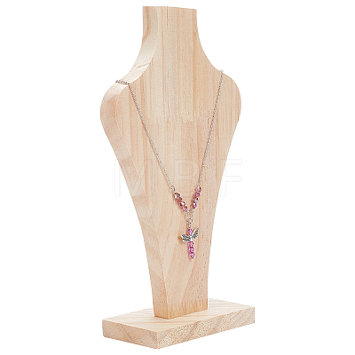 Bust Wooden Necklace Display Stands NDIS-WH0009-17-1