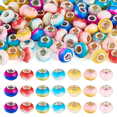  70Pcs 7 Colors Glass European Beads GPDL-TA0001-03-1