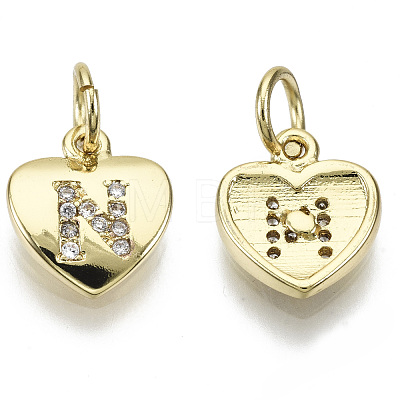 Brass Micro Pave Clear Cubic Zirconia Charms KK-N227-34N-NF-1