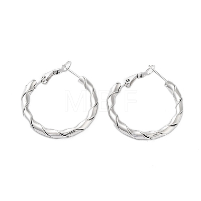 Tarnish Resistant 202 Stainless Steel Hoop Earrings EJEW-A041-07P-1