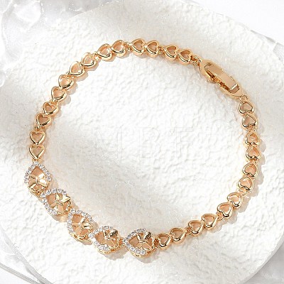 Brass Micro Pave Cubic Zirconia Chain Bracelets KK-R217-37G-1