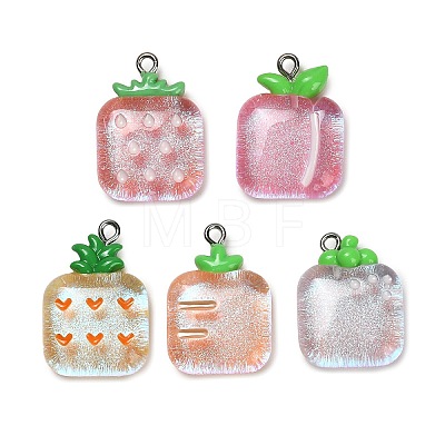 Fruit Theme Transparent Resin Pendants RESI-B047-08-1