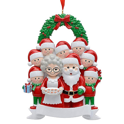 Resin Santa Claus Family Pendant Decorations XMAS-PW0006-07-1