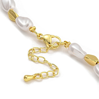 Rack Plating Brass & ABS Plastic Pearl Beads Beaded Necklaces for Women NJEW-C059-15G-1