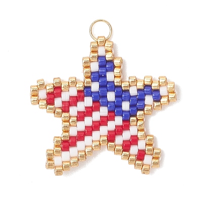 Glass Seed Beaded Pendants PALLOY-MZ01256-1