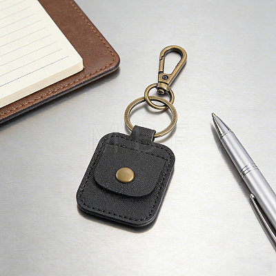 Rectangle PU Leather Ring Holder Pendant Decoration AJEW-CP0011-03-1