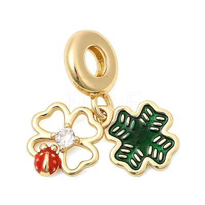 Brass Micro Pave Cubic Zirconia European Dangle Charms KK-Z150-06G-02-1