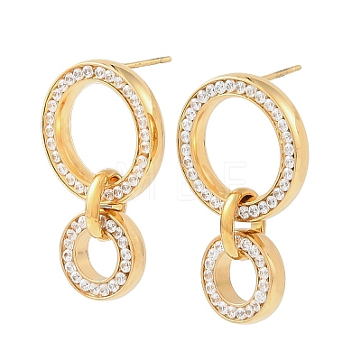 304 Stainless Steel Micro Pave Cubic Zirconia Stud Earrings for Women SA-A003-02A-G-1