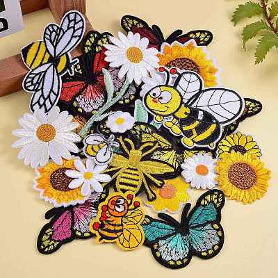 17Pcs 17 Style Computerized Embroidery Cloth Iron on/Sew on Patches DIY-SZ0005-05-1