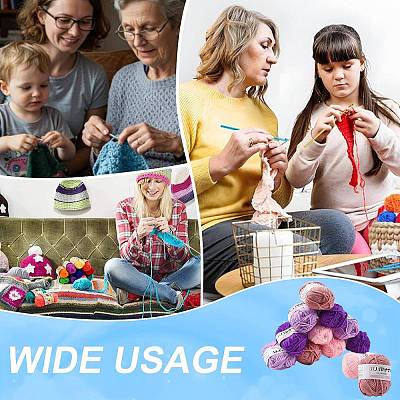 12 Skeins 4 Colors 4-Ply 60%Polyester 40%Acrylic Blended Yarn OCOR-FS0001-07E-1