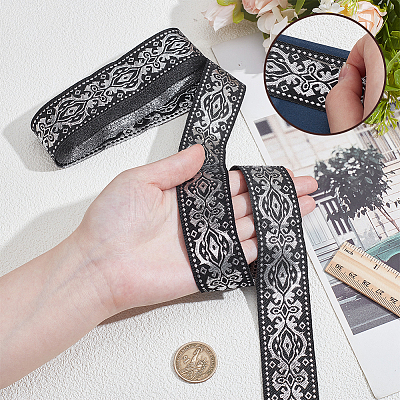 Vintage Jacquard Polyester Ribbon OCOR-WH0109-341B-1