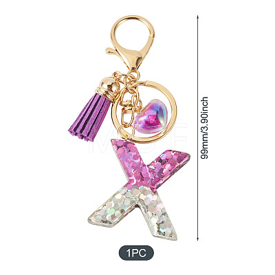 Alloy Resin Heart Keychains KEYC-TADJ0002-01G-X-1