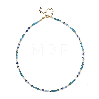 Natural Apatite Faceted Round Beaded Necklaces NJEW-JN06430-02-1