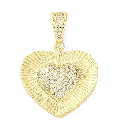 Brass Micro Pave Clear Cubic Zirconia Pendants KK-S510-31G-03-1