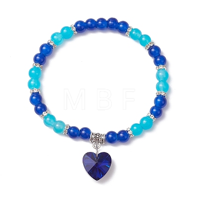 Baking Paint Imitation Jade Glass Round Beaded Charm Bracelets BJEW-JB11737-01-1