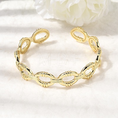 Brass Oval Link Cuff Bangles for Women BJEW-K274-15G-1