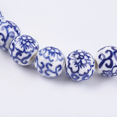 Handmade Blue and White Porcelain Beads PORC-G002-28-1