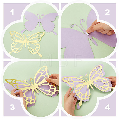 3D Hollow Double Layer Paper Butterfly AJEW-WH0505-15-1