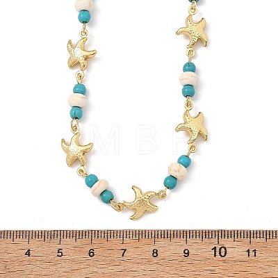 Ocean Dyed Synthetic Turquoise Beads & 304 Stainless Steel Link Chain Necklaces GG-NJEW-JN06337-03-1