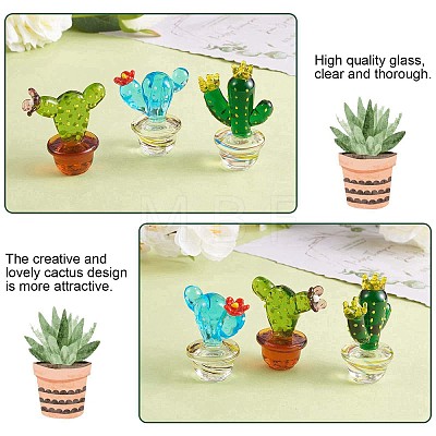 Handmade Blown Glass Cactus Figurines JX536A-1