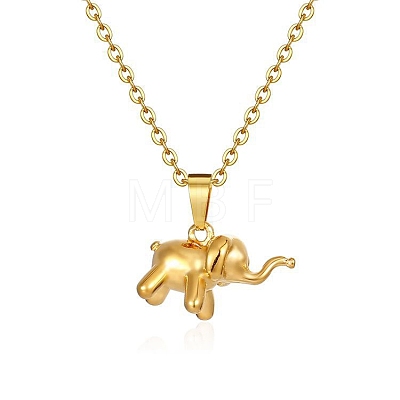 Stainless Steel Cable Chain Baby Elephant Pendant Necklaces PW-WG99660-01-1