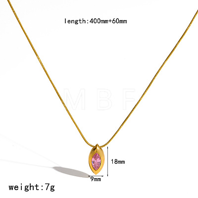 304 Stainless Steel Pave Cubic Zirconia Pendant Necklaces WG0047A-03-1