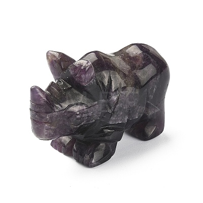 Natural Amethyst Carved Healing Rhinoceros Figurines DJEW-M008-02H-1