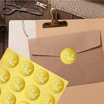 34 Sheets Self Adhesive Gold Foil Embossed Stickers DIY-WH0509-083-1