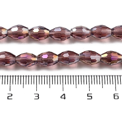 Transparent Electroplate Glass Beads Strands EGLA-A037-T6x8mm-B13-1