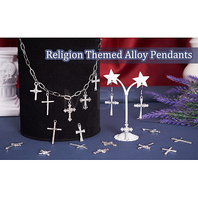 36Pcs 9 Styles Religion Themed Alloy Pendants FIND-TA0002-56-1