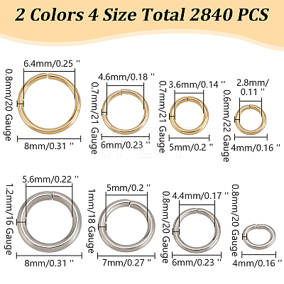 ARRICRAFT 8 Styles Oval 304 Stainless Steel Open Jump Rings STAS-AR0002-07-1