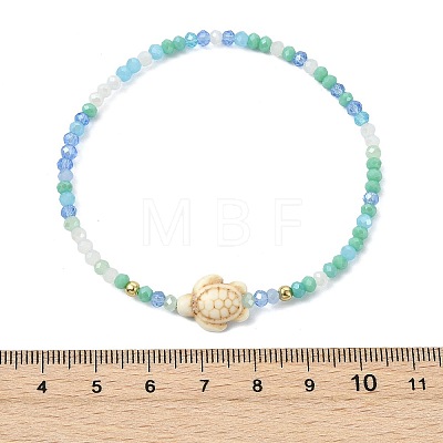 Abacus Glass & Dyed Synthetic Turquoise Beads Stretch Bracelets for Women BJEW-JB13812-01-1