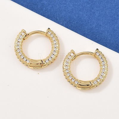 Brass Micro Pave Clear Cubic Zirconia Hoop Earrings EJEW-L275-06G-1