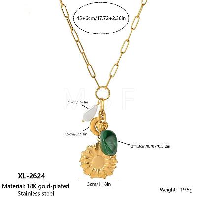 304 Stainless Steel & Resin & Plastic Pearl Pendant Necklaces WG9698C-01-1