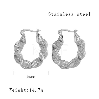 Non-Tarnish 304 Stainless Steel Twisted Rope Hoop Earrings PW-WG93017-01-1